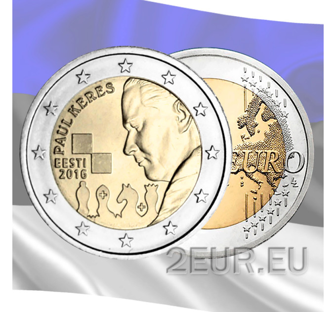 Estonie 2 euros UNC 2016 - 100 ans depuis la naissance de Paul Keres