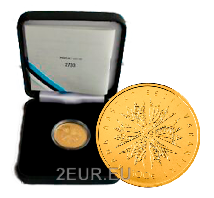Estonie Pièce de 100 euros en or BE 2018 - 100 Ans République d'Estonie