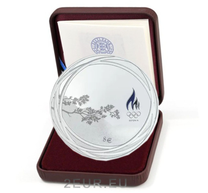Estonie 8 euros pièce d'argent BE 2022 - XXIVes Jeux Olympiques d'hiver à Pékin