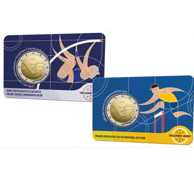 Finlandia 2 euros BU 2025 - 100 ans des Internationaux d'athlétisme Finlande-Suède - Fin/Swed + Ang