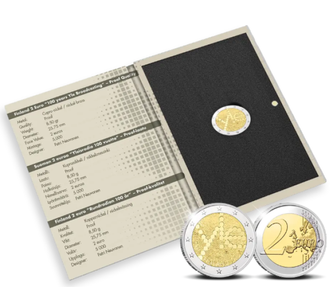 Finlandia 2 euros Proof 2026 - 100 ans Yle Société de radiodiffusion