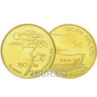 Finlande 5 euros UNC 2006 - 150 ans Démilitarisation des îles Aland