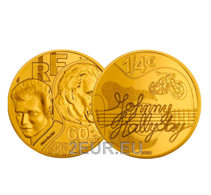  France 1/4 euro UNC 2020 - Johnny Hallyday - 60 ans de souvenirs