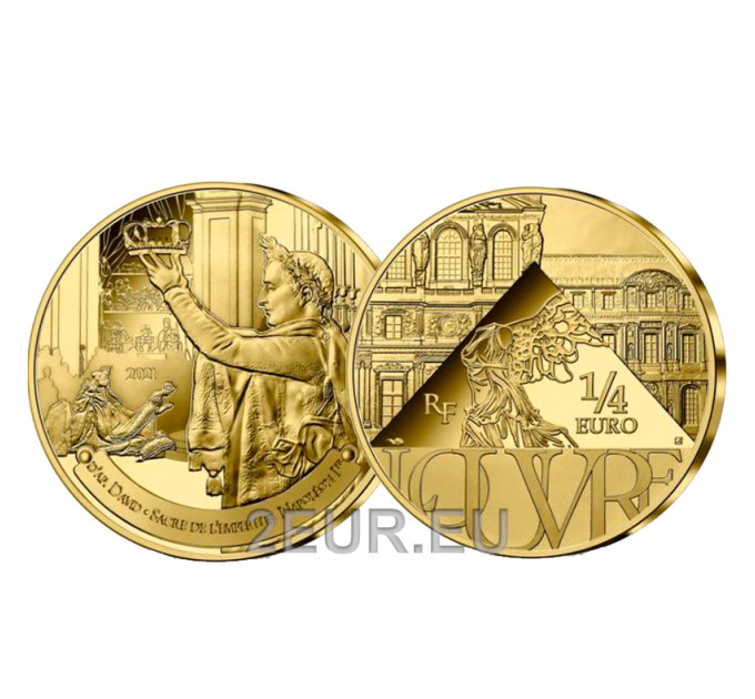 France 1/4 euro UNC 2021 - Louvre - Le Sacre de Napoléon Ier.