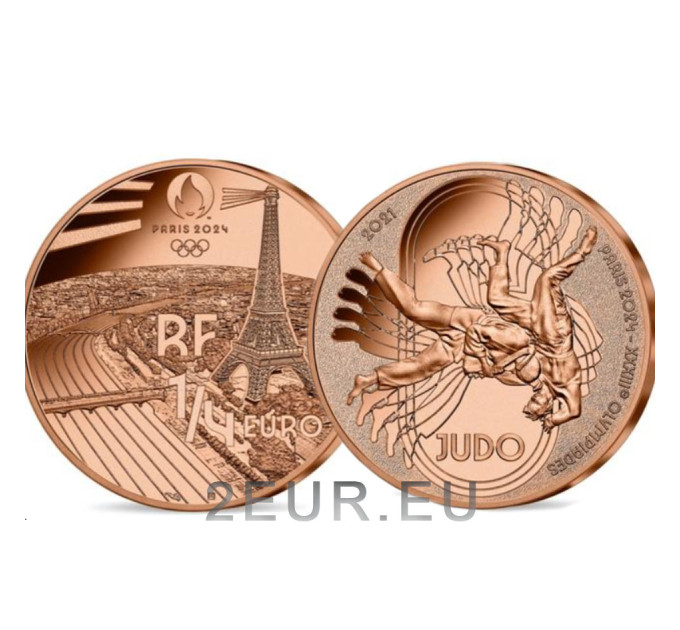 France 1/4 euro UNC 2021 - Jeux Olympiques 2024 à Paris - Judo