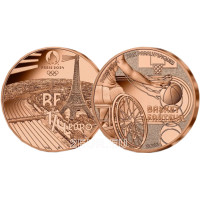  France 1/4 euro UNC 2023 - Jeux Olympiques Paris 2024 - Panier de sport pour fauteuil roulant