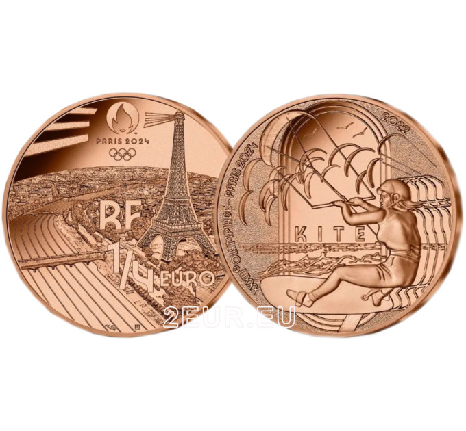  France 1/4 euro UNC 2022 - Jeux Olympiques Paris 2024 - Cerf-volant de sport