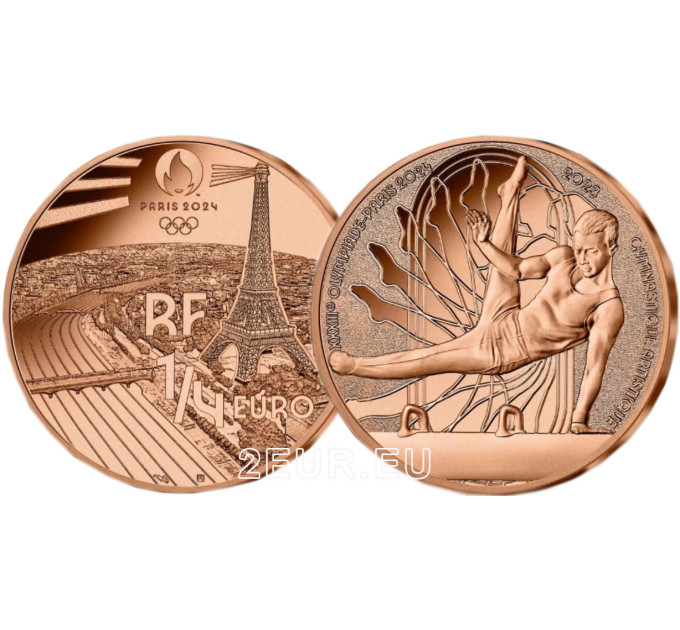  France 1/4 euro UNC 2023 - Jeux Olympiques Paris 2024 - Gymnastique Artistique Sportive