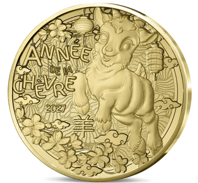  France 1/4 euro UNC 2027 - Calendrier chinois - Année de la Chèvre