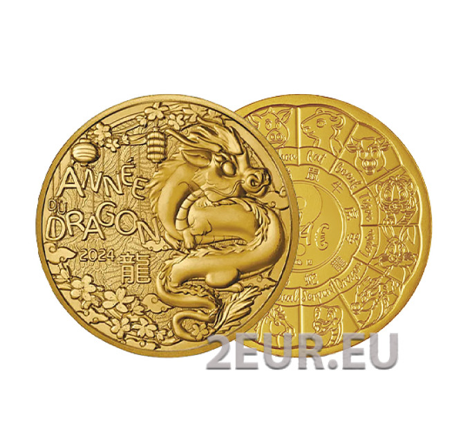  France 1/4 euro UNC 2024 - Calendrier chinois - L'année du Dragon