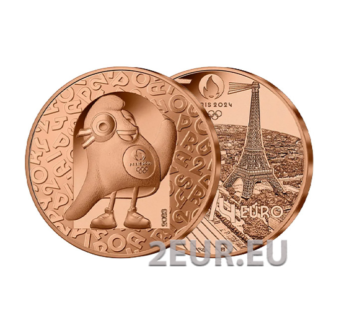  France 1/4 euro UNC 2023 - Jeux Olympiques Paris 2024 - Mascotte