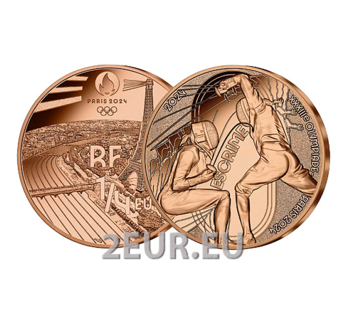  France 1/4 euro UNC 2024 - Jeux Olympiques Paris 2024 - Escrime sportive
