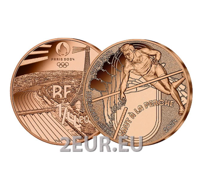  France 1/4 euro UNC 2024 - Jeux Olympiques Paris 2024 - Saut à la perche sportif