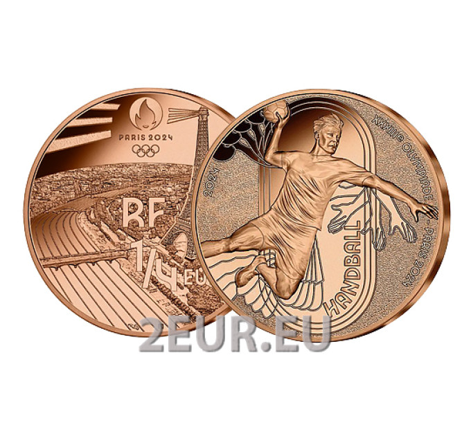  France 1/4 euro UNC 2024 - Jeux Olympiques Paris 2024 - handball sportif