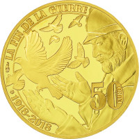France 50 euros Pièce d'or BE 2018 - La Grande Guerre – La Paix