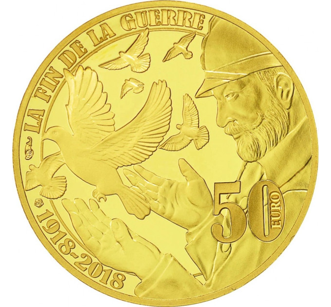 France 50 euros Pièce d'or BE 2018 - La Grande Guerre – La Paix