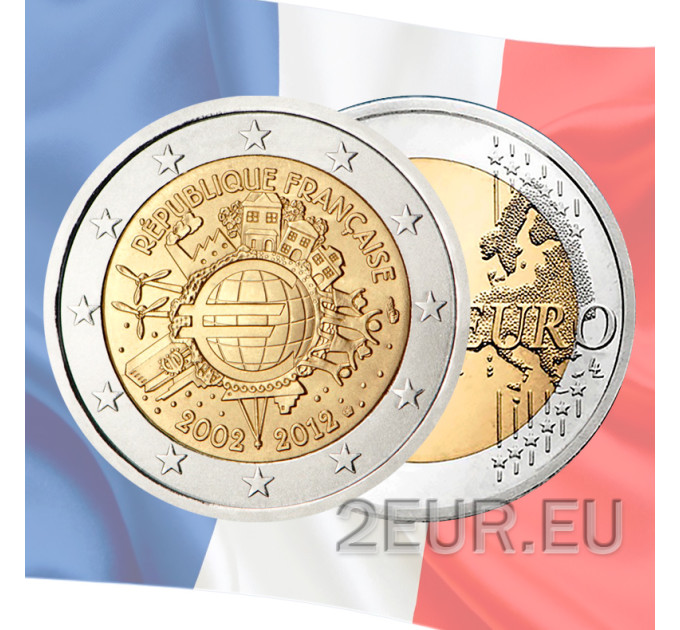 France 2 euros UNC 2012 - 10 ans d'euro cash