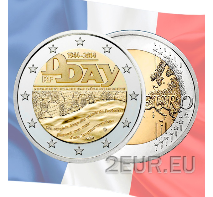 France 2 euros UNC 2014 - 70e anniversaire du Débarquement de Normandie du 6 juin 1944 - Jour J