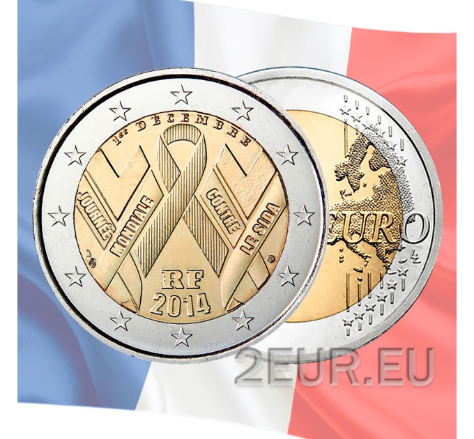 France 2 euros UNC 2014 - Journée mondiale du sida
