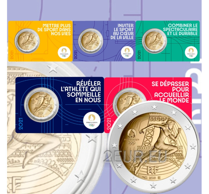 France 2 euros BU 2021 - JO d'été Paris 2024 - Remise du drapeau olympique