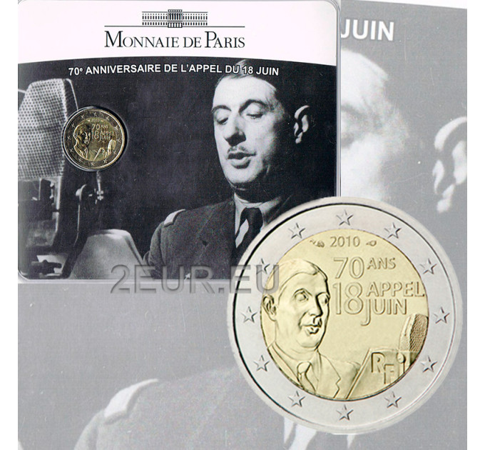France 2 euros BU 2010 - 70e anniversaire de l'Appel du 18 juin 1940 - Charles de Gaulle