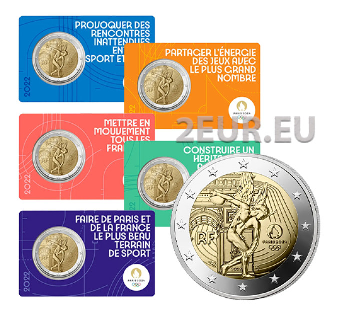 France 2 euros BU 2022 - JO d'été Paris 2024 - Le génie - 5 pièces
