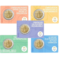 France 2 euros BU 2023 - JO d'été Paris 2024 - Le semeur pratique le pugilisme - 5 pièces