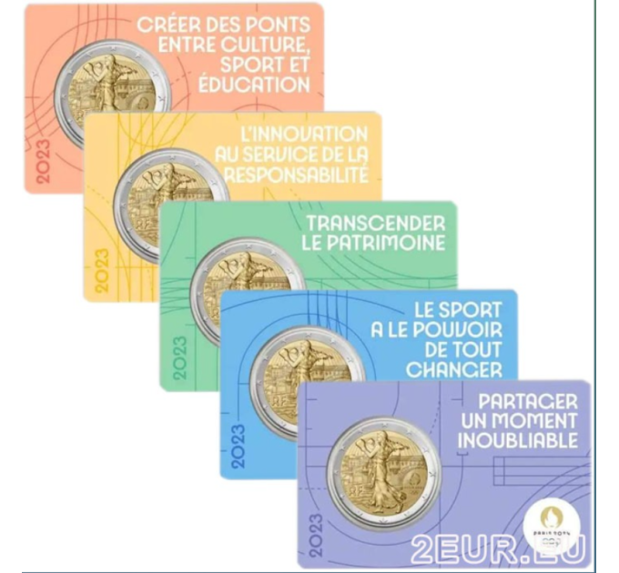 France 2 euros BU 2023 - Jeux Olympiques Paris 2024 - Le semeur pratique le pugilisme