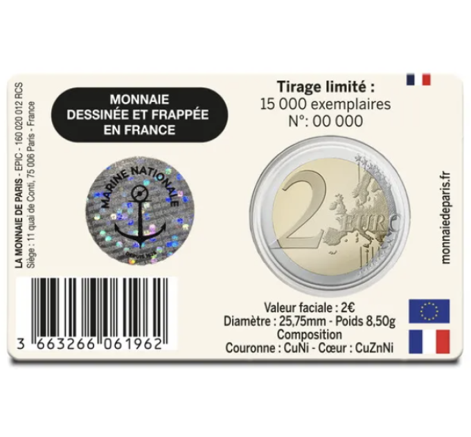 France 2 euros BU 2026 - Marine nationale