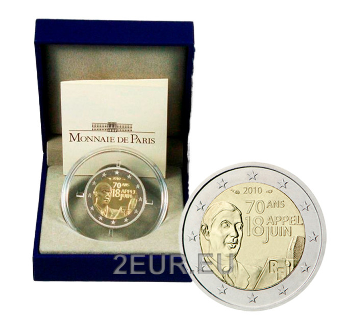 France 2 euros BE 2010 - 70e anniversaire de l'Appel du 18 juin 1940 - Charles de Gaulle
