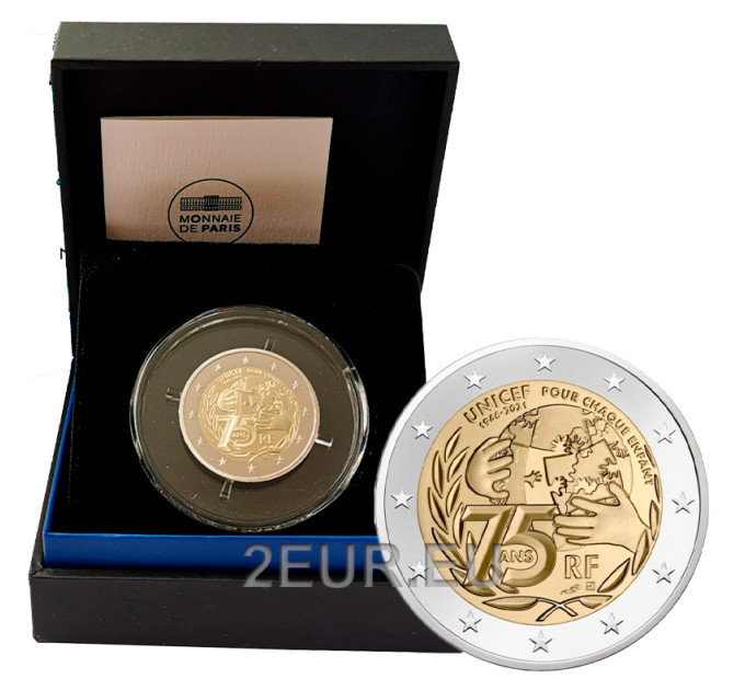 France 2 euros BE 2021 - 75 ans depuis la création de l'UNICEF