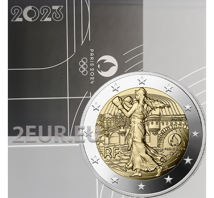 France 2 euros BE 2023 -Jeux Olympiques Paris 2024 - Le semeur pratique le pugilisme