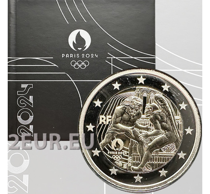 France 2 euros BE 2024 -Jeux Olympiques Paris 2024 - Hercule pratiquant la lutte - Notre Dame