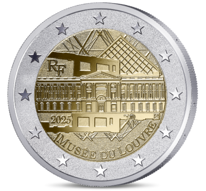 France 2 euros BE 2025 - Musée du Louvre - polissage inversé