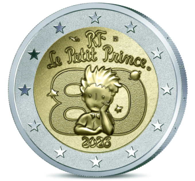 France 2 euros BE 2026 - 80 ans du Petit Prince - polissage inversé