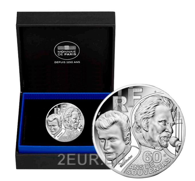 France 10 euros pièce d'argent BE 2020 - Johnny Hallyday - 60 ans de souvenirs