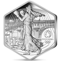 France 10 euros pièce d'argent 2023 - Jeux olympiques de 2024 à Paris - Hexagonale Semeuse