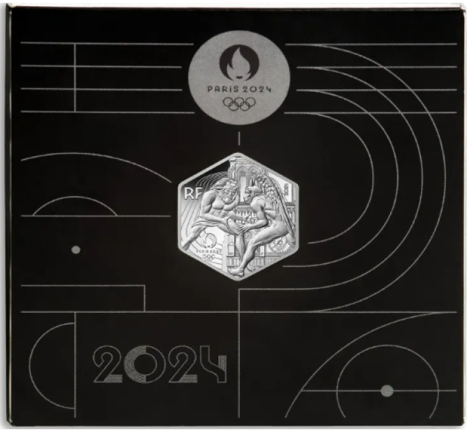 France 10 euros pièce d'argent 2024 - Jeux olympiques de 2024 à Paris - Hexagonale Hercule