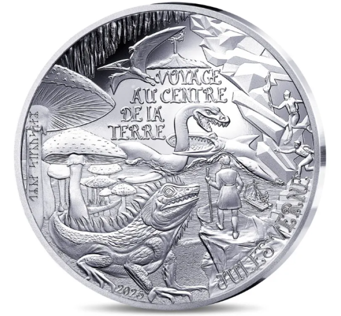 France 10 euros pièce d'argent BE 2025 - L’Art de la Plume – Voyage au centre de la terre
