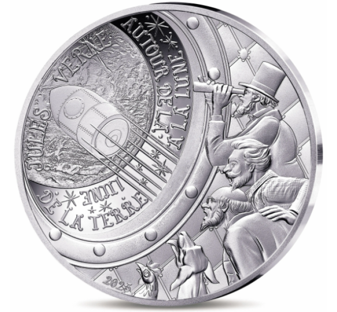 France 10 euros pièce d'argent BE 2025 - L’Art de la Plume – De la terre à la lune