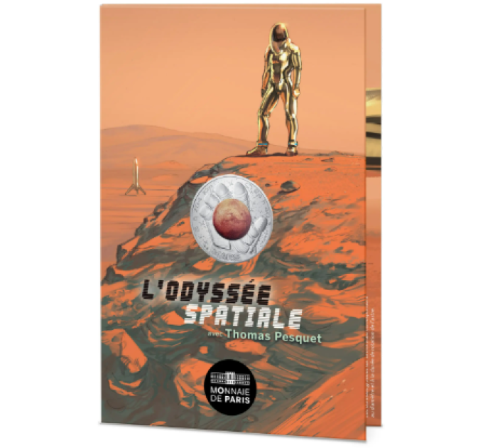 France 10 euros pièce d'argent 2025 - L'Odyssée de l'espace avec Thomas Pesquet - Saturne, Jupiter, Mars, Lune