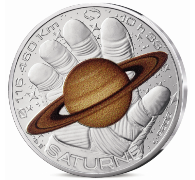 France 10 euros pièce d'argent 2025 - L'Odyssée de l'espace avec Thomas Pesquet - Saturne, Jupiter, Mars, Lune
