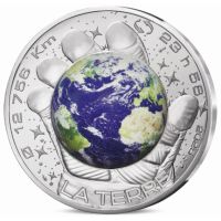 France 100 euros pièce d'argent BE 2025 - L'Odyssée de l'espace avec Thomas Pesquet - Terre
