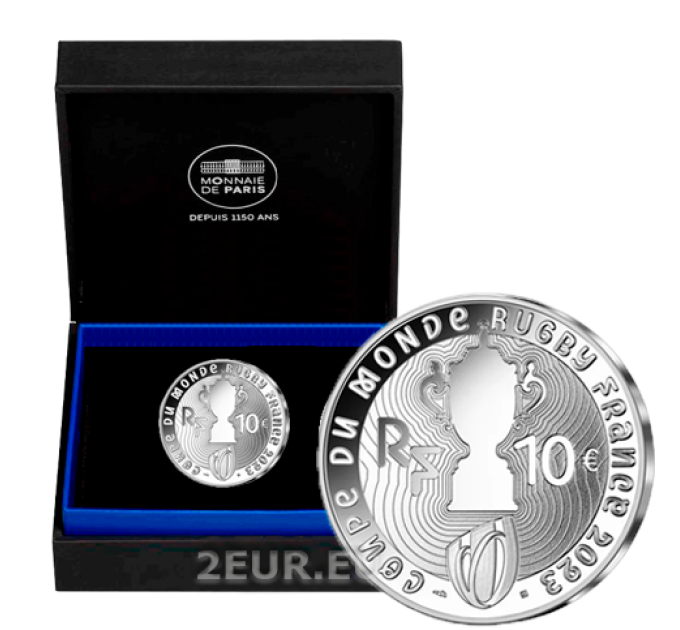 France 10 euros pièce d'argent BE 2022 - Coupe du Monde de Rugby France 2023 - Emblème
