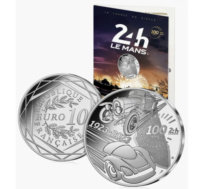 France 10 euros pièce d'argent 2023 - 100 ans - 24 Heures du Mans