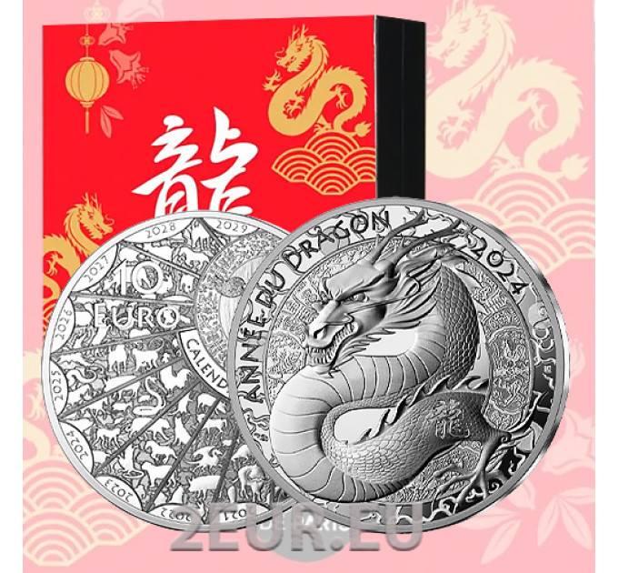 France 10 euros pièce d'argent BE 2024 - L'année du Dragon