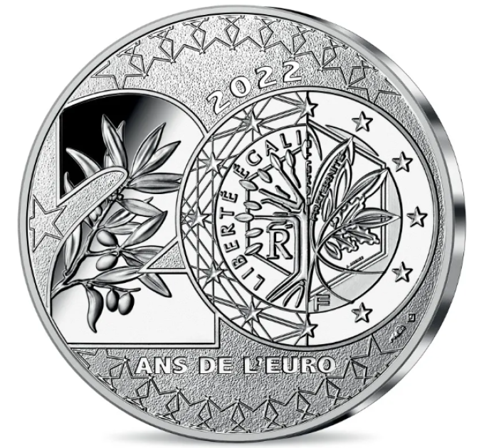 France 20 euros pièce d'argent 2022 - 20 ans de l'euro
