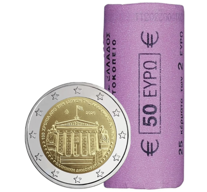 Grèce 2 euros rouleau 2026 - 100 ANS DE LA FONDATION DE L'ACADÉMIE D'ATHÈNES