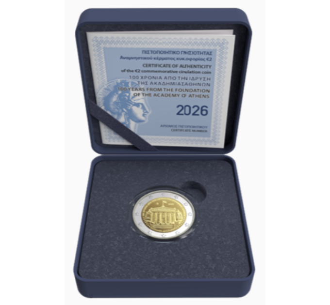 Grèce 2 euros Proof 2026 - 100 ANS DE LA FONDATION DE L'ACADÉMIE D'ATHÈNES
