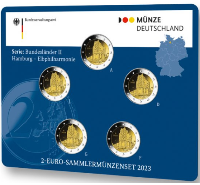 Allemagne 2 Coffret Euros BU 2023 - Hambourg - Philharmonie de l'Elbe - ADFGJ